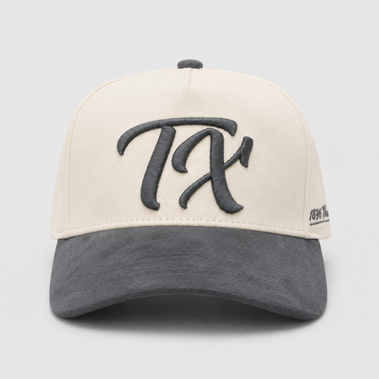 "TX" Snapback - Beige/Charcoal Suede