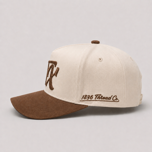 "TX" Snapback - Beige/Mocha Suede