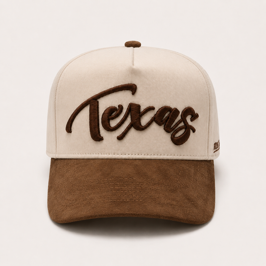 "Texas" Snapback - Beige/Mocha Suede