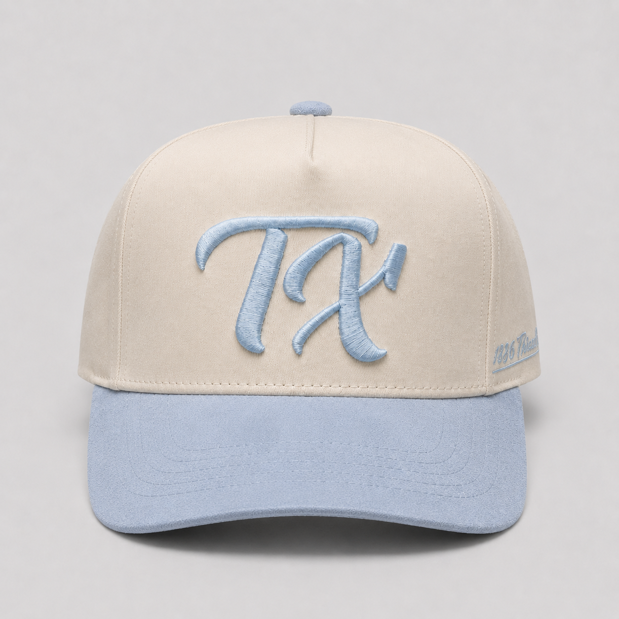 "TX" Snapback - Beige/Dusty Blue Suede