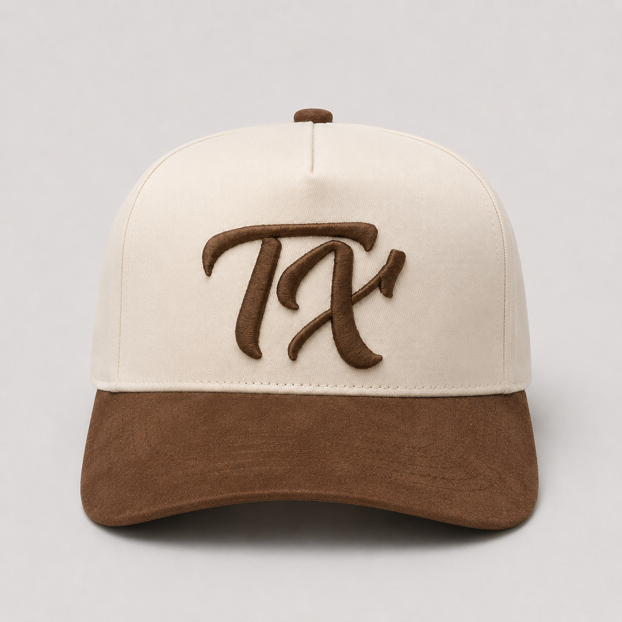 "TX" Snapback - Beige/Mocha Suede