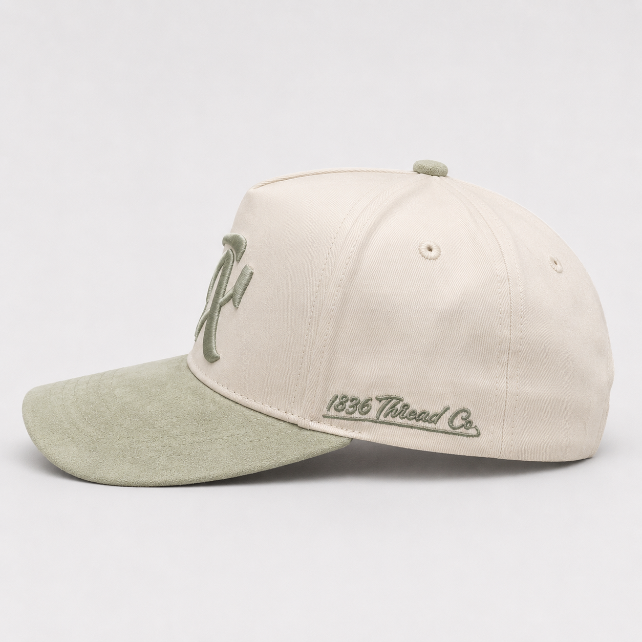 "TX" Snapback - Beige/Pistachio Suede