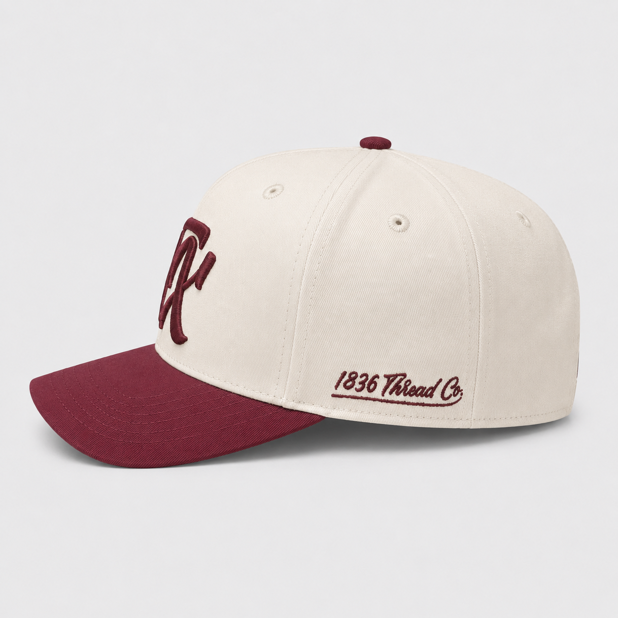 "TX" Snapback - Beige/Maroon