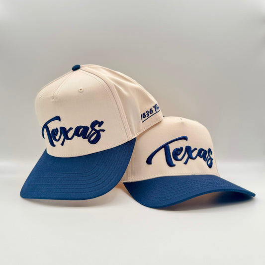 Vintage "Texas" Logo Snapback - Beige/Navy