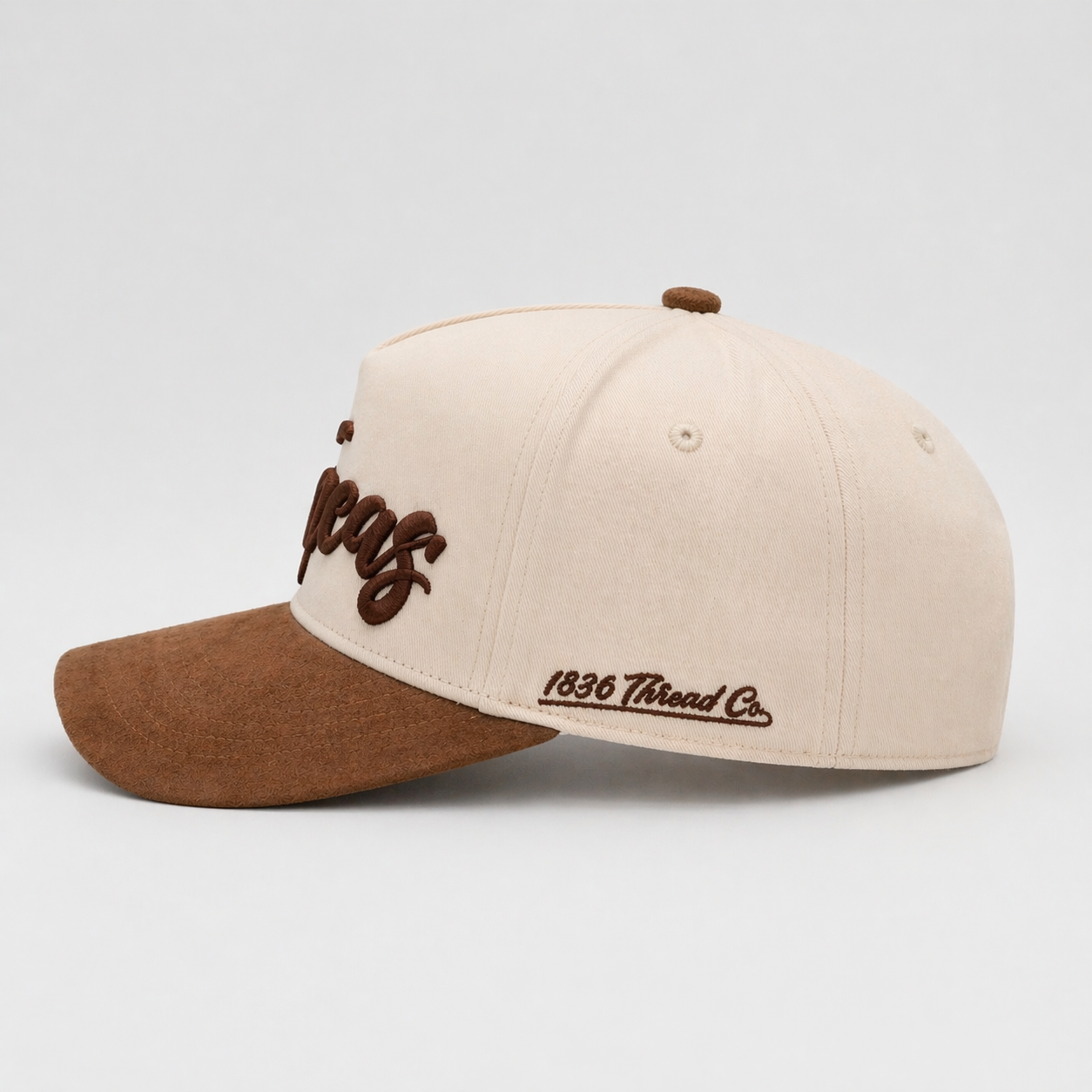"Texas" Snapback - Beige/Mocha Suede