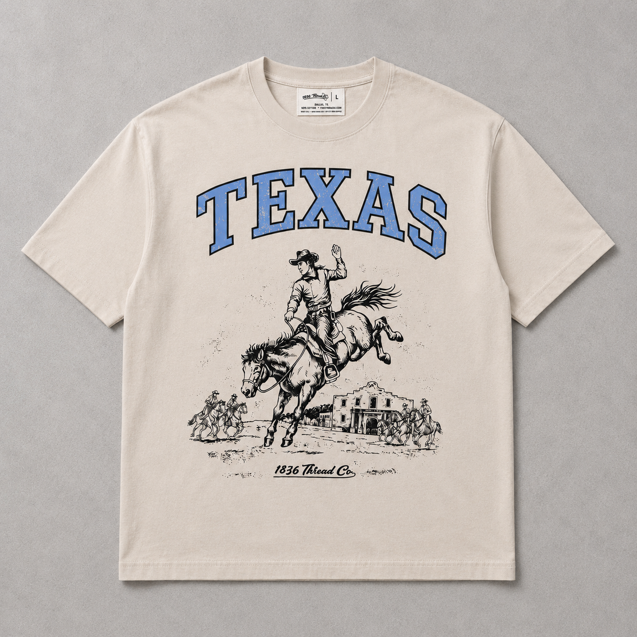 The '36 Tee — beige heavyweight cotton with vintage TEXAS arch graphic