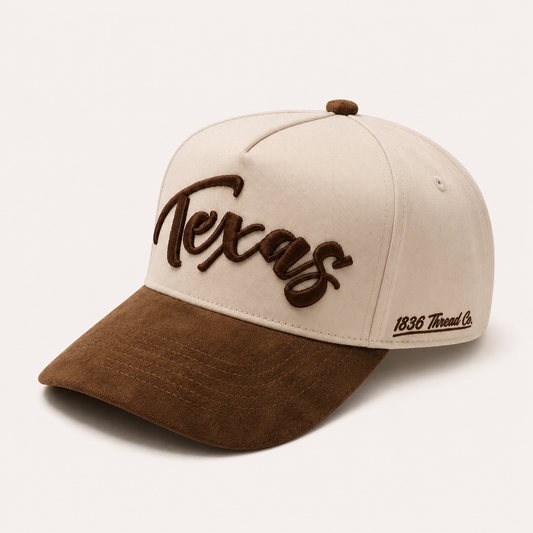 "Texas" Snapback - Beige/Mocha Suede