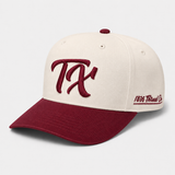 "TX" Snapback - Beige/Maroon