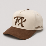 "TX" Snapback - Beige/Mocha Suede