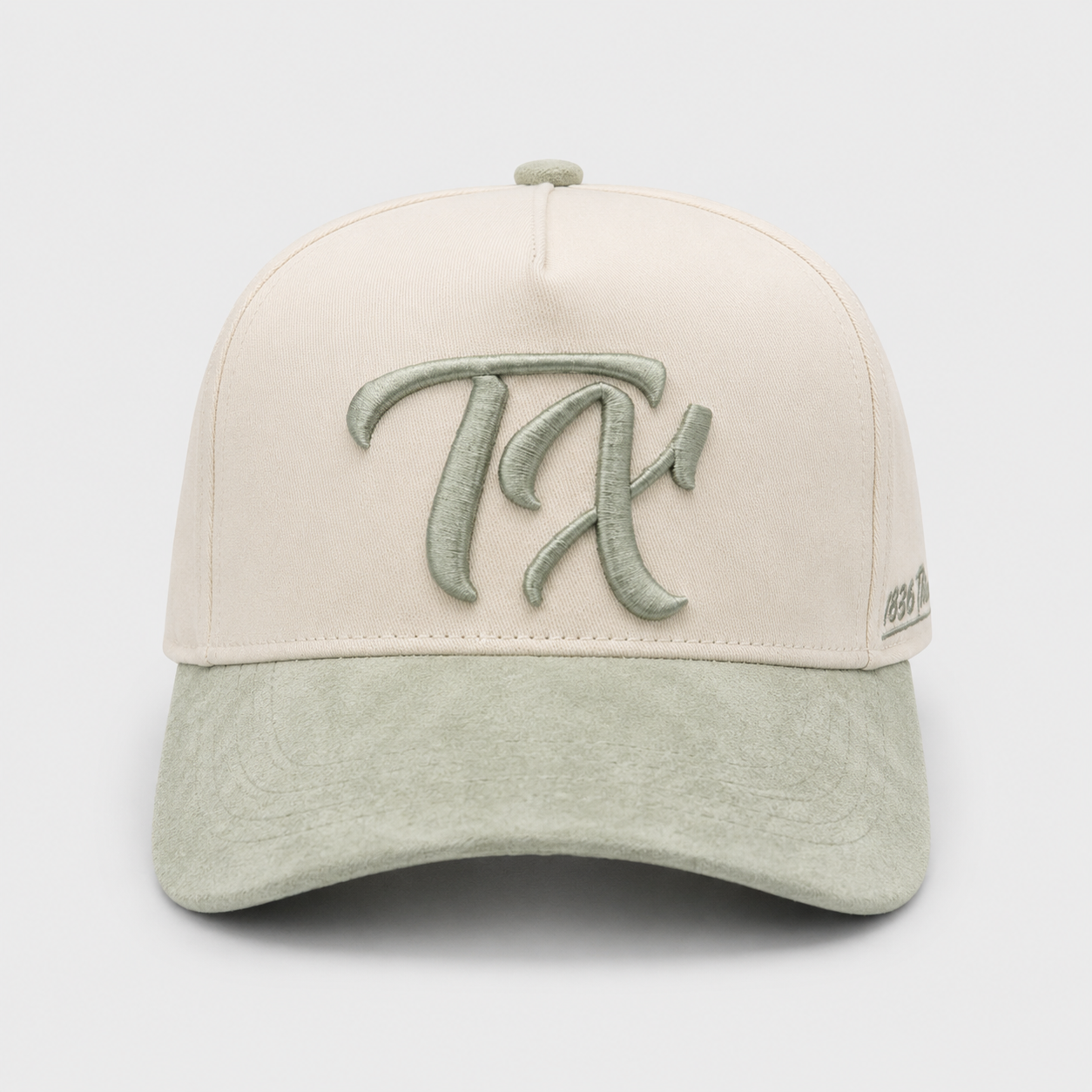"TX" Snapback - Beige/Pistachio Suede