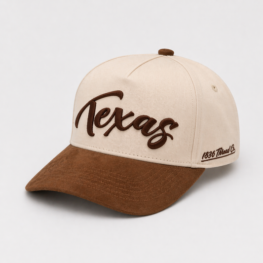 "Texas" Snapback - Beige/Mocha Suede