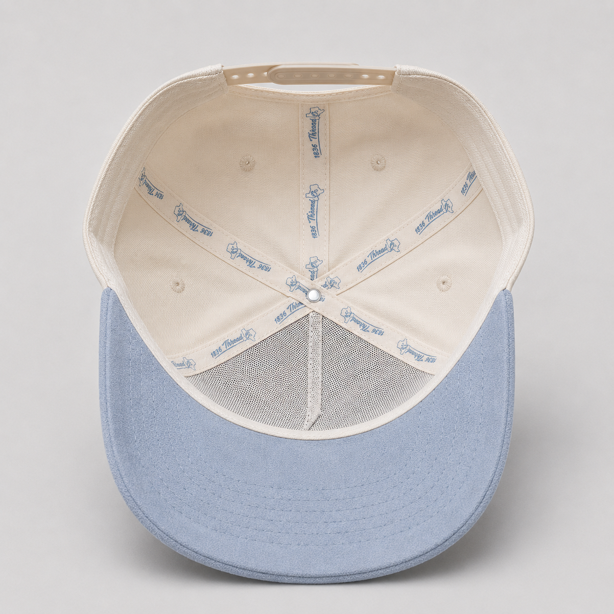 "TX" Snapback - Beige/Dusty Blue Suede
