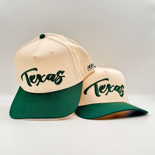 Vintage "Texas" Logo Snapback - Beige/Green