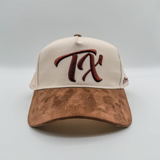 Vintage "TX" Logo Snapback - Beige/Mocha Suede - 1836 Thread Co.